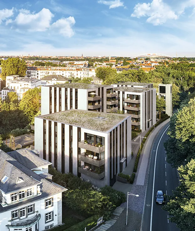 Luftansicht von Immobilien